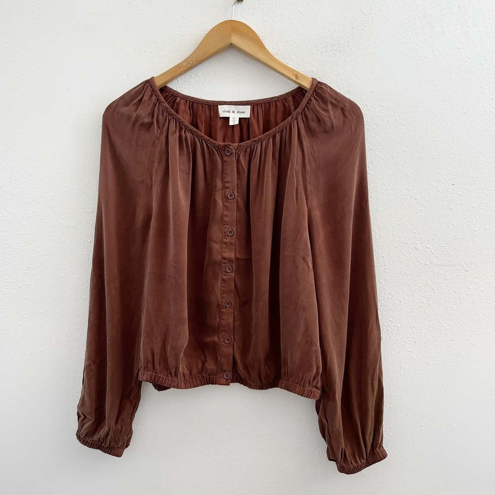 CLOTH & STONE Mahogany Brown Cupro/ Rayon Blend Blouse Size Medium